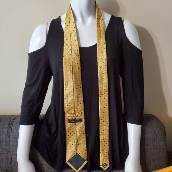 Jos A Bank Yellow, Blue, & White Silk Tie - Picture 4 of 5